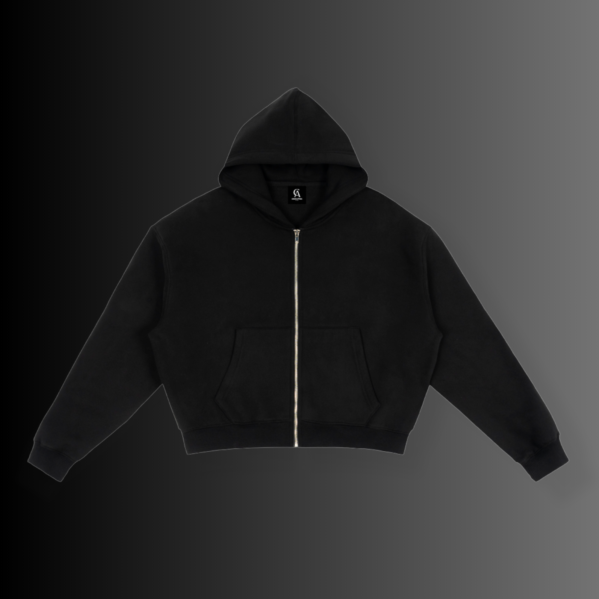 Boxy Cropped Zip-Up Eagle Hoodie