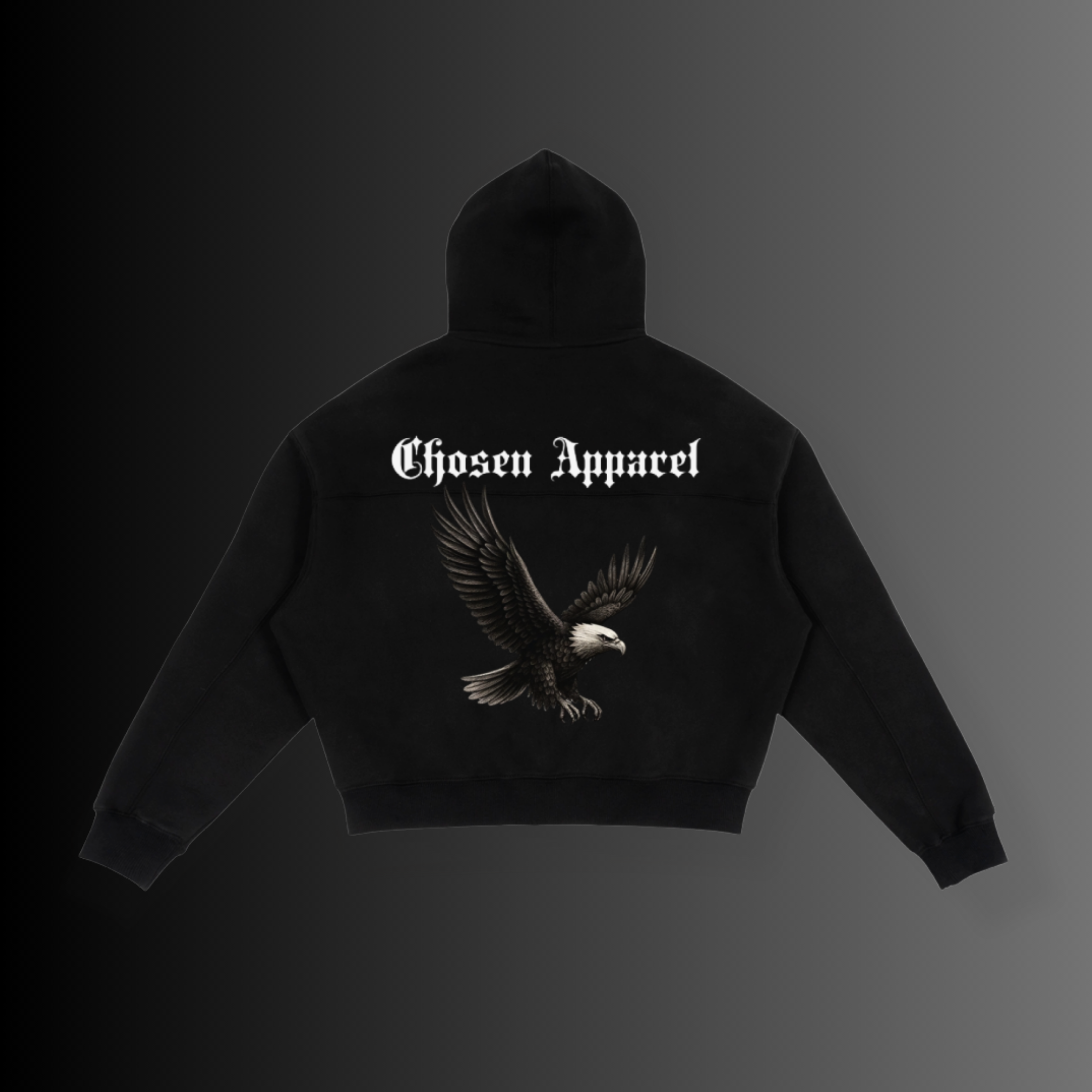 Boxy Cropped Zip-Up Eagle Hoodie