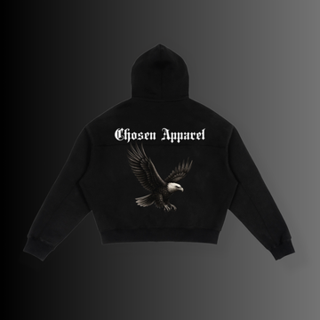 Boxy Cropped Zip-Up Eagle Hoodie